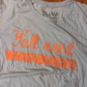 Whataburger Casual Light Blue Tee with Orange Print